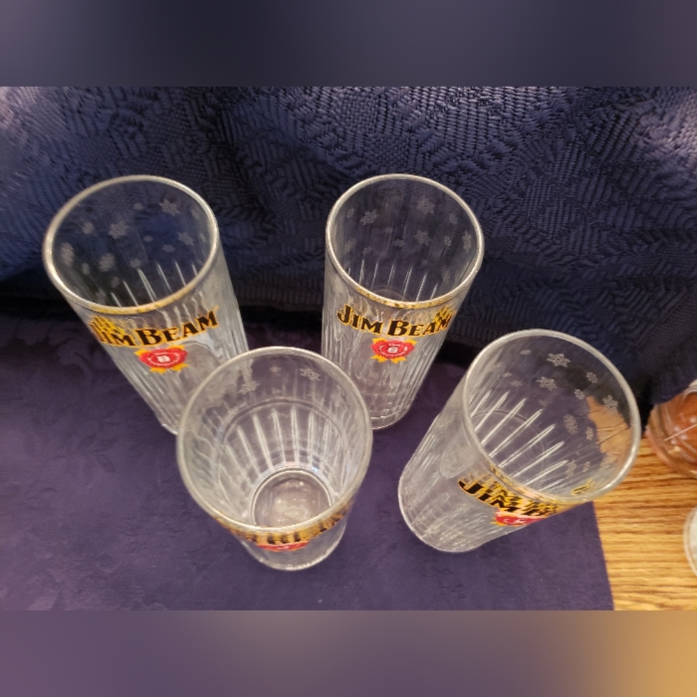 New Set of 7 JIM BEAM  SNOWFLAKES HIGHBALL GLASSES - Picture 4 of 12